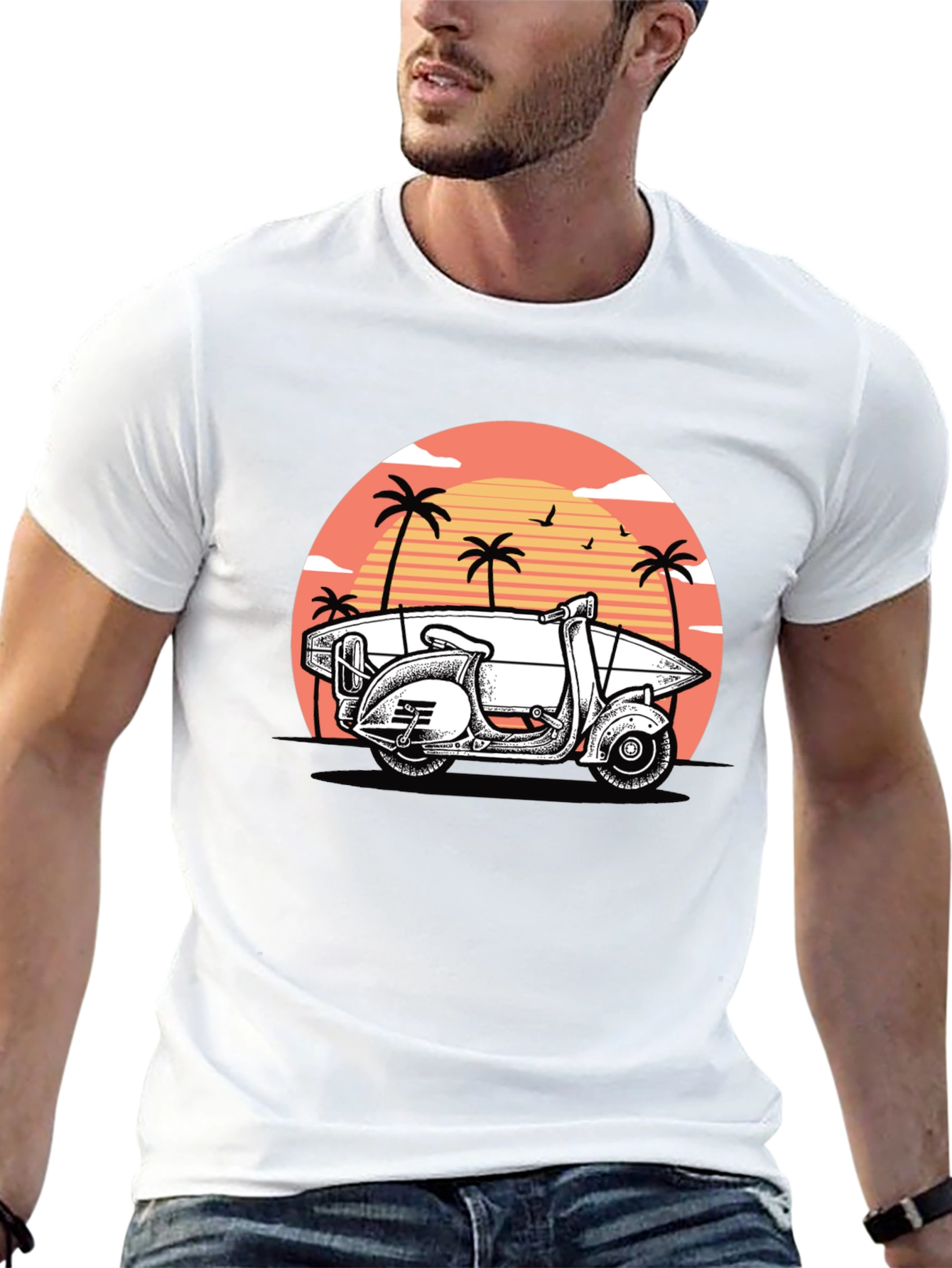 Surf Scooter Tee - Retro Beach Vibes