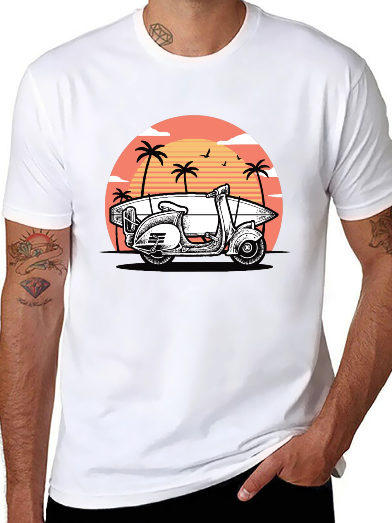 Surf Scooter Tee - Retro Beach Vibes