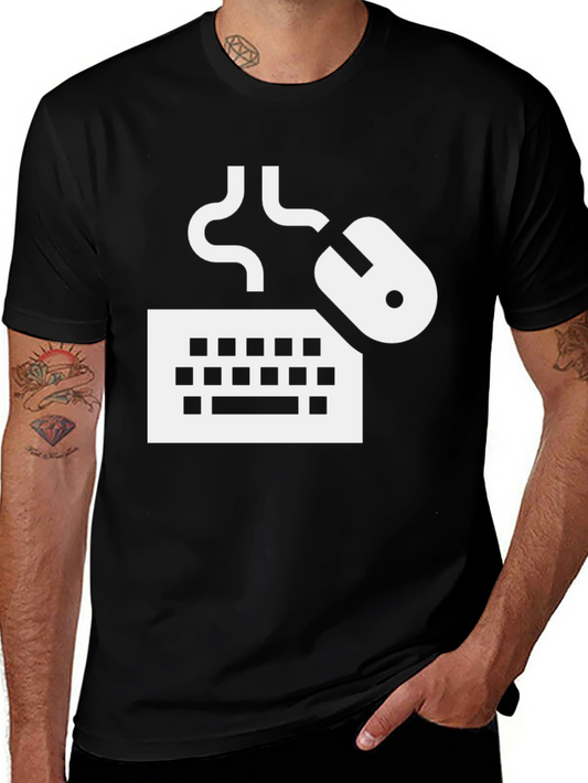 Keyboard Mouse Graphic Tee - Black Cotton T-Shirt