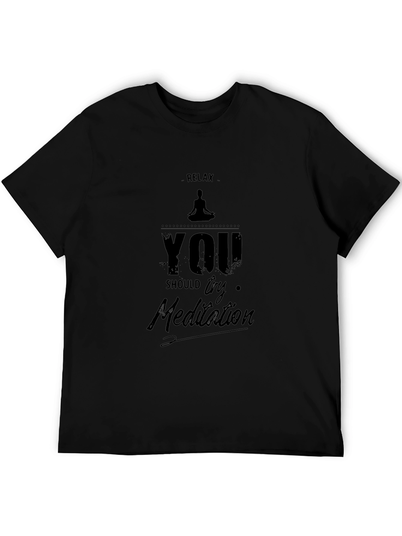 Relax Try Meditation Black Graphic T-Shirt