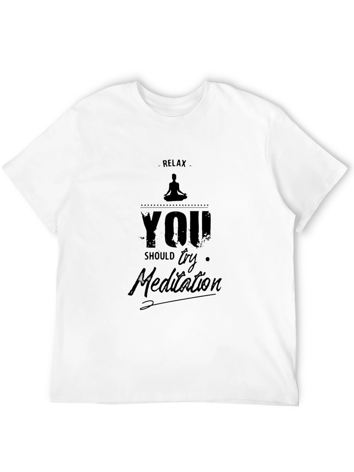 Relax Try Meditation Black Graphic T-Shirt