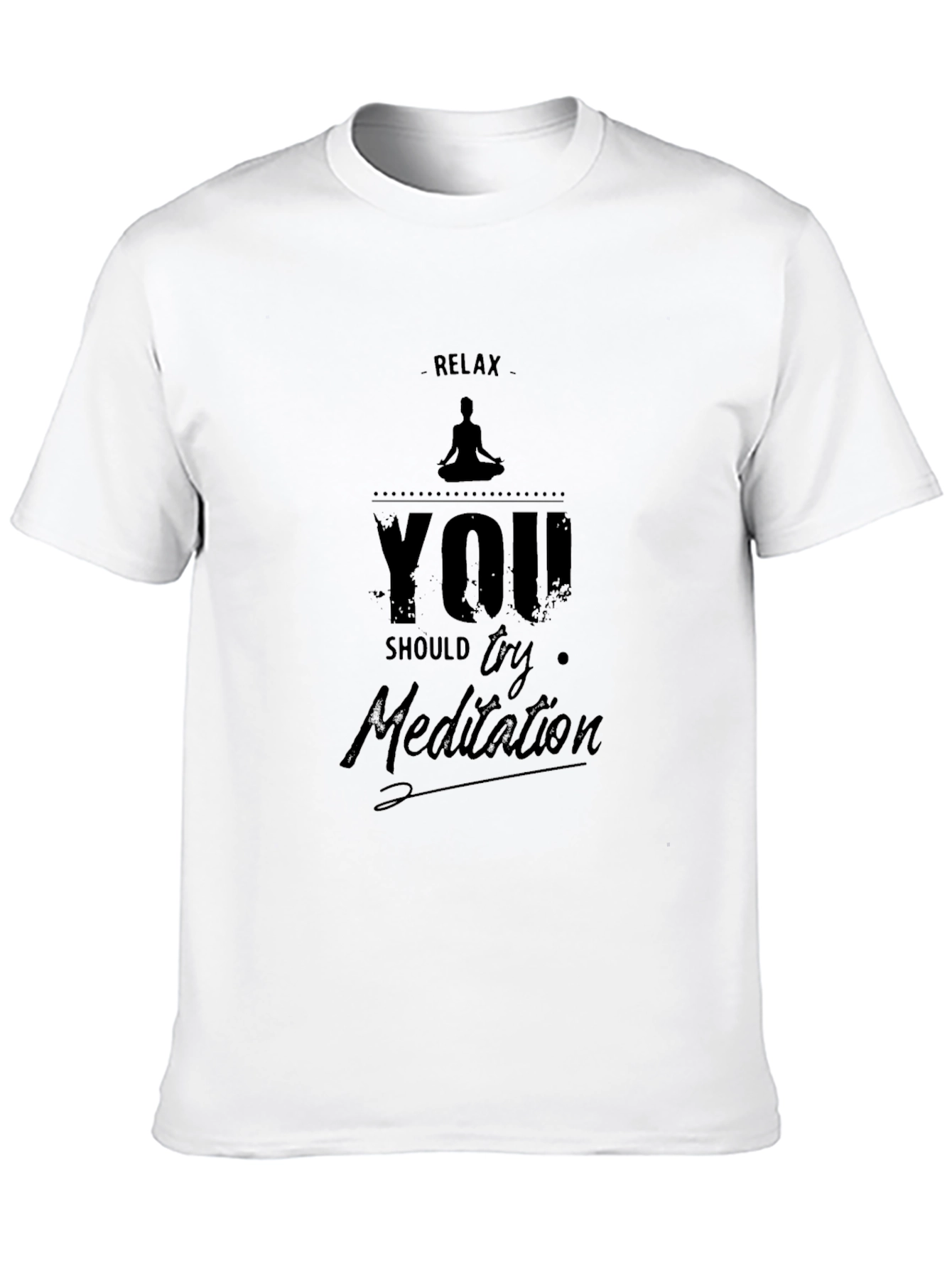 Relax Try Meditation Black Graphic T-Shirt