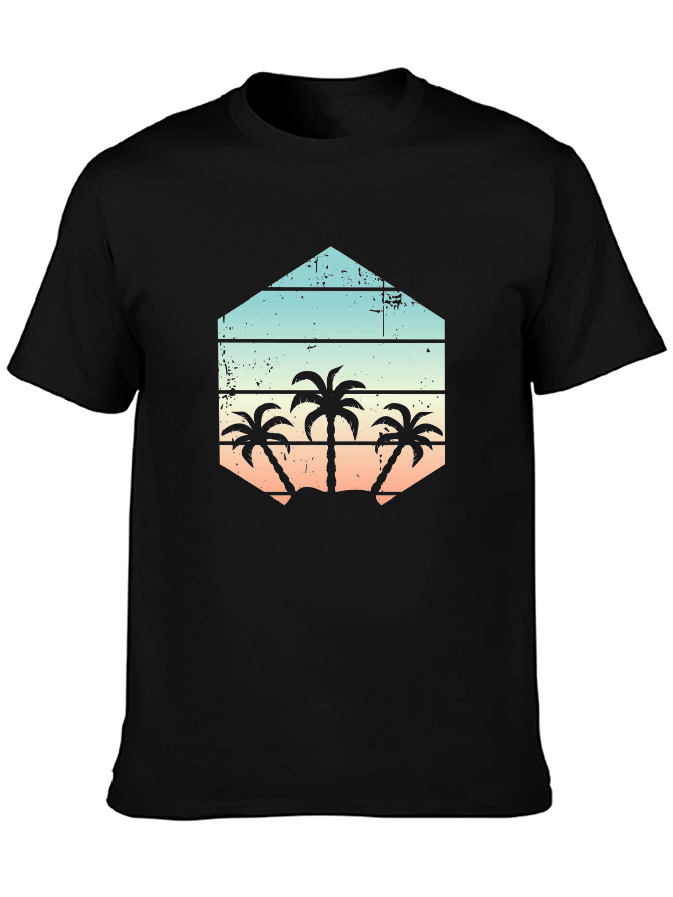 Retro Palm Tree Graphic Tee - Black