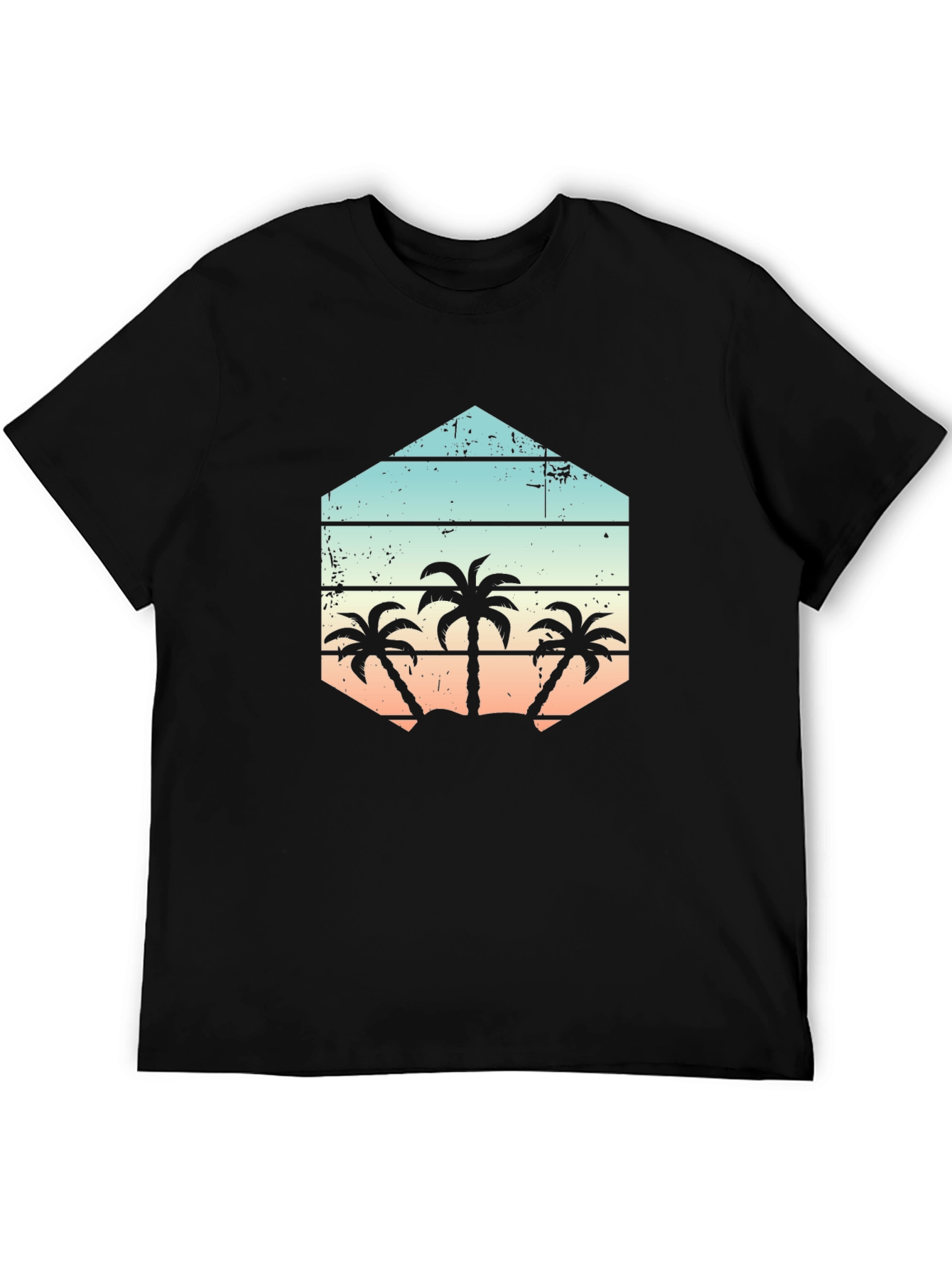 Retro Palm Tree Graphic Tee - Black