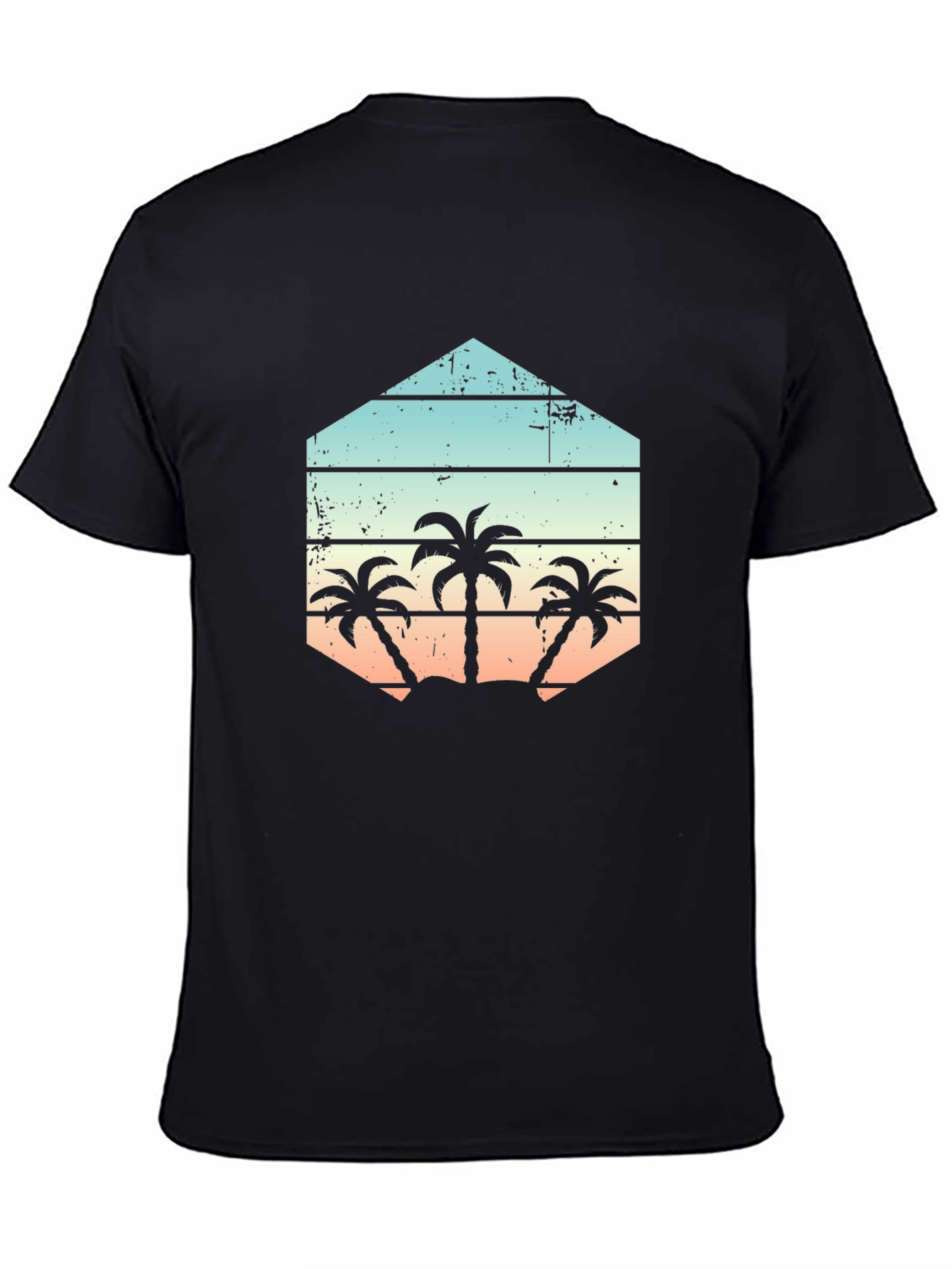 Retro Palm Tree Graphic Tee - Black