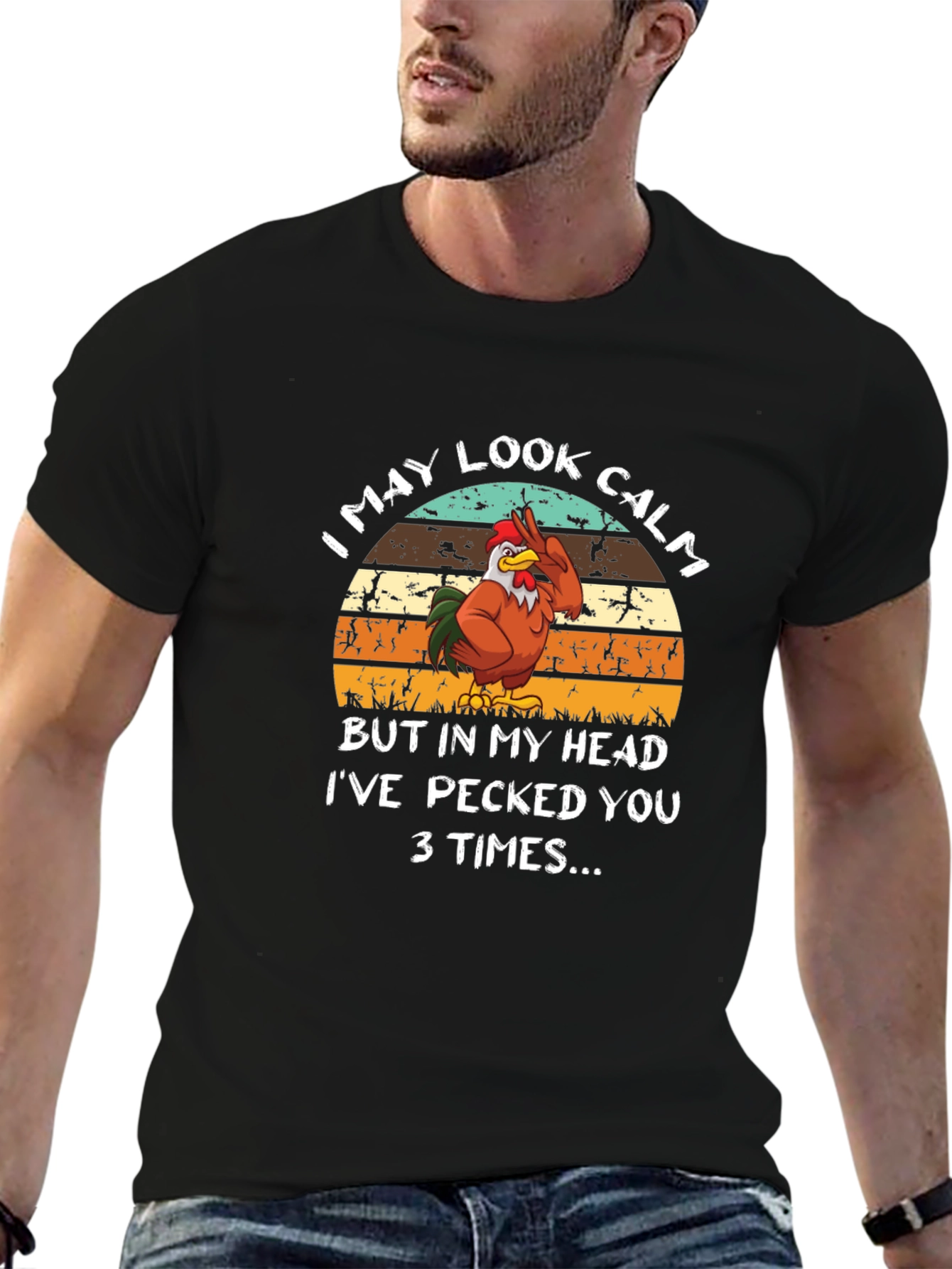 Funny Rooster T-Shirt - I May Look Calm