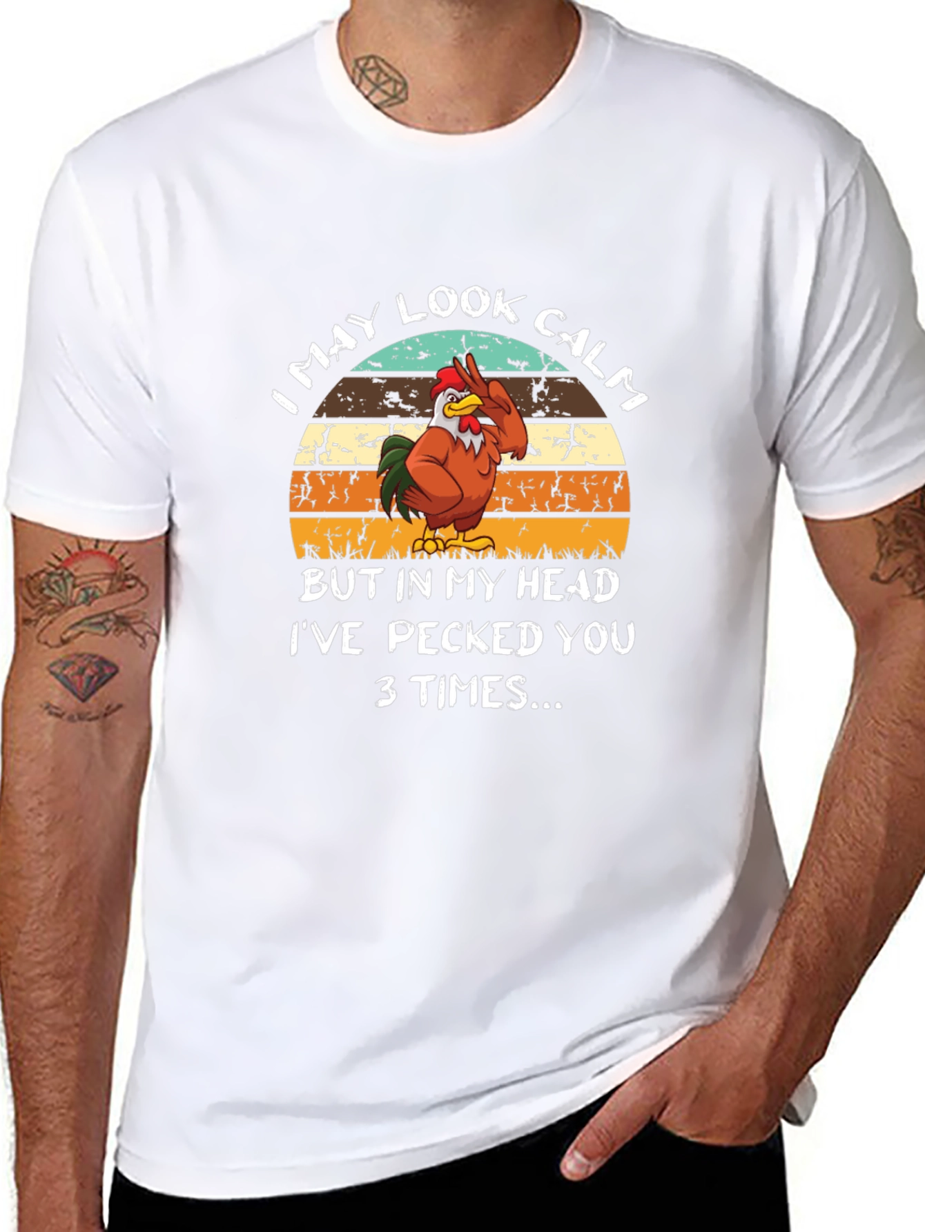 Funny Rooster T-Shirt - I May Look Calm