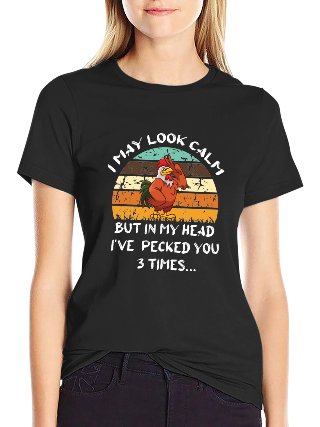 Funny Rooster T-Shirt - I May Look Calm
