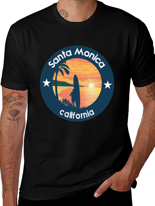 Santa Monica California T-Shirt Surfer Design