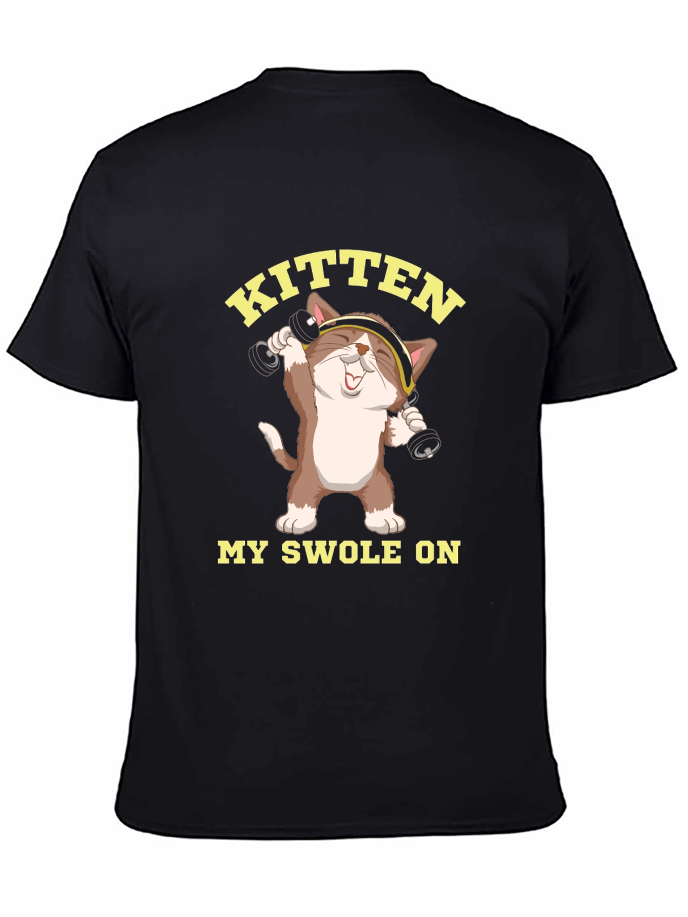 Kitten My Swolle On Black Graphic Tee