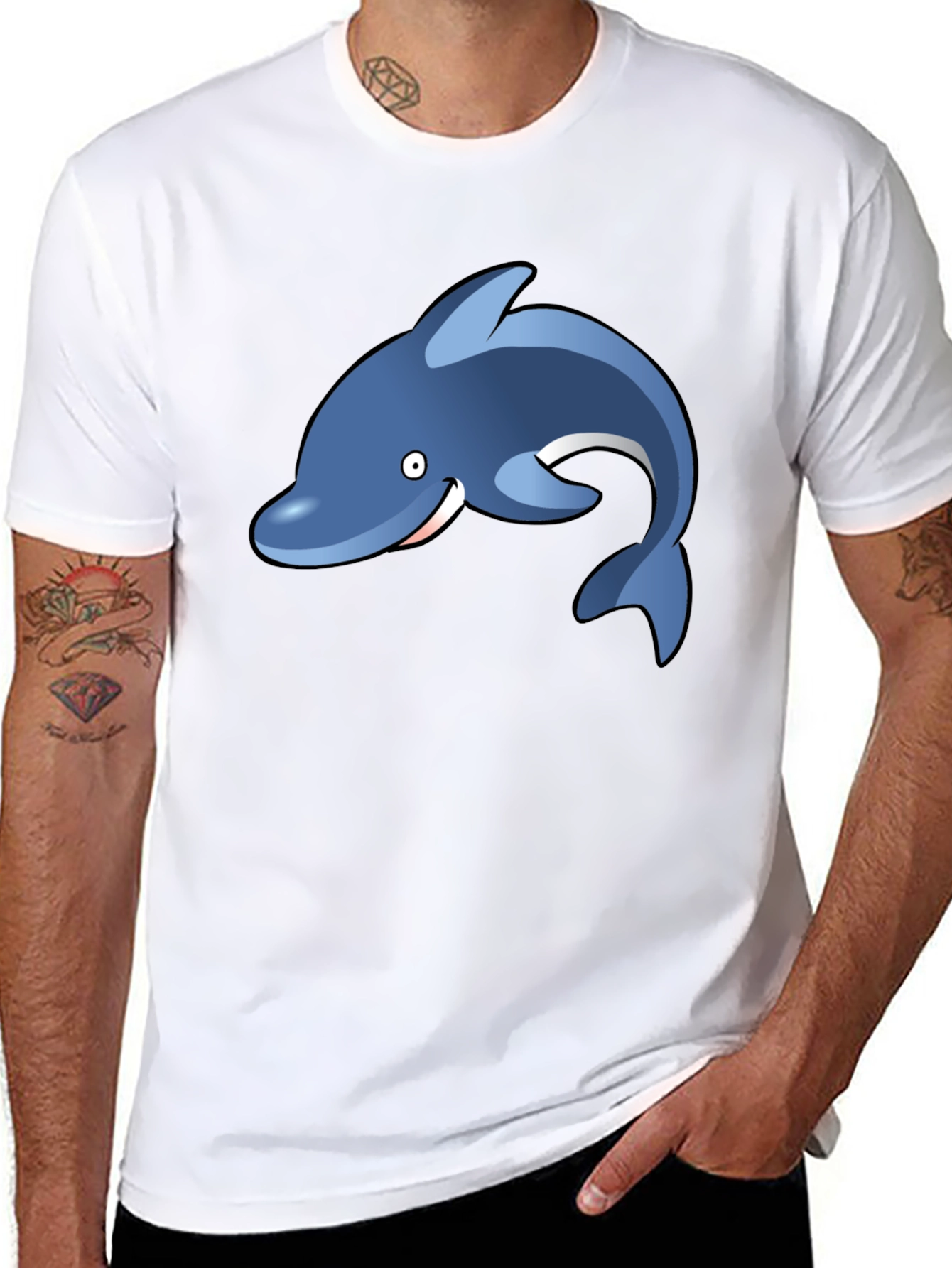 Dolphin Graphic Tee - Black Casual T-Shirt