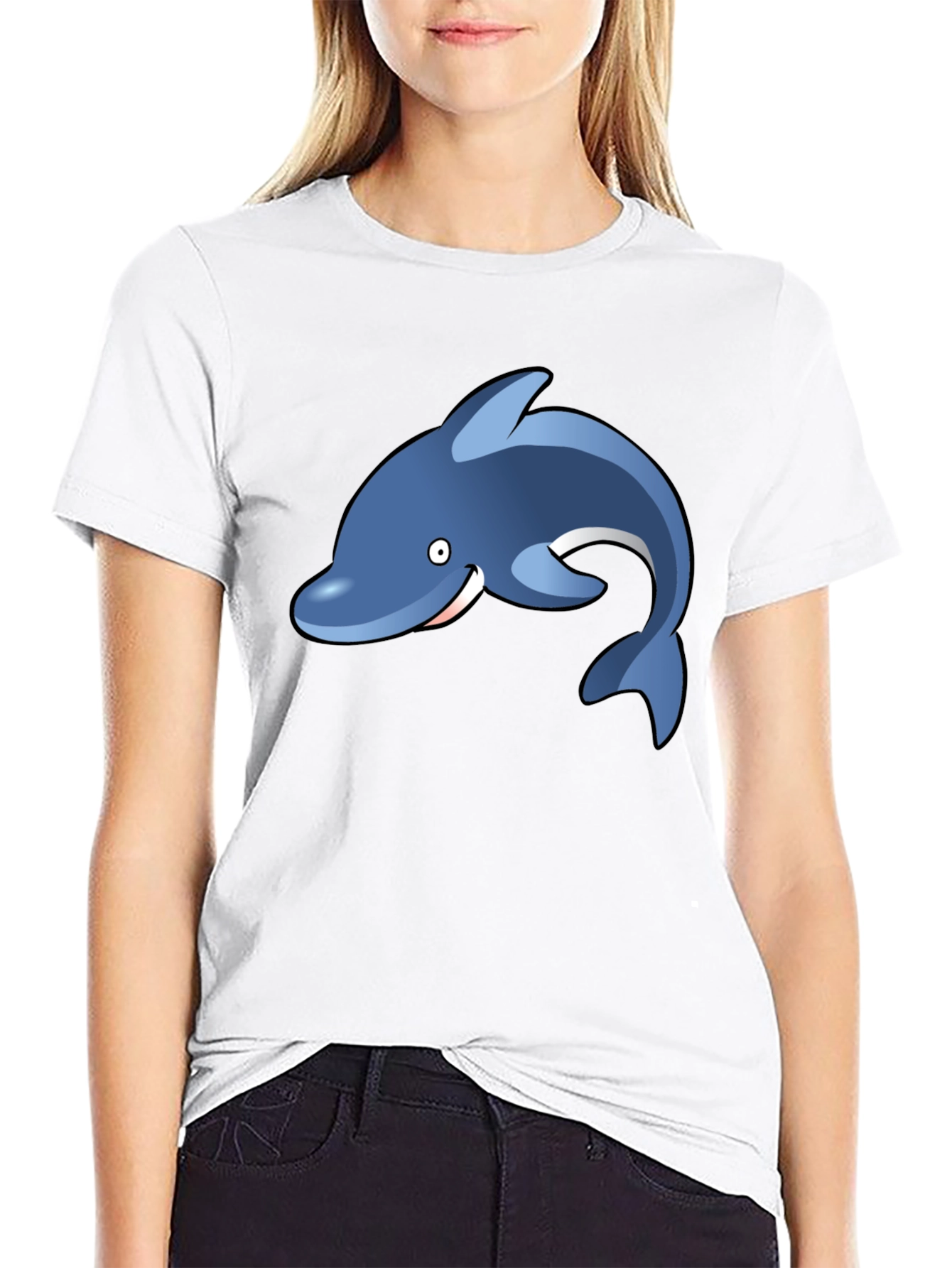 Dolphin Graphic Tee - Black Casual T-Shirt