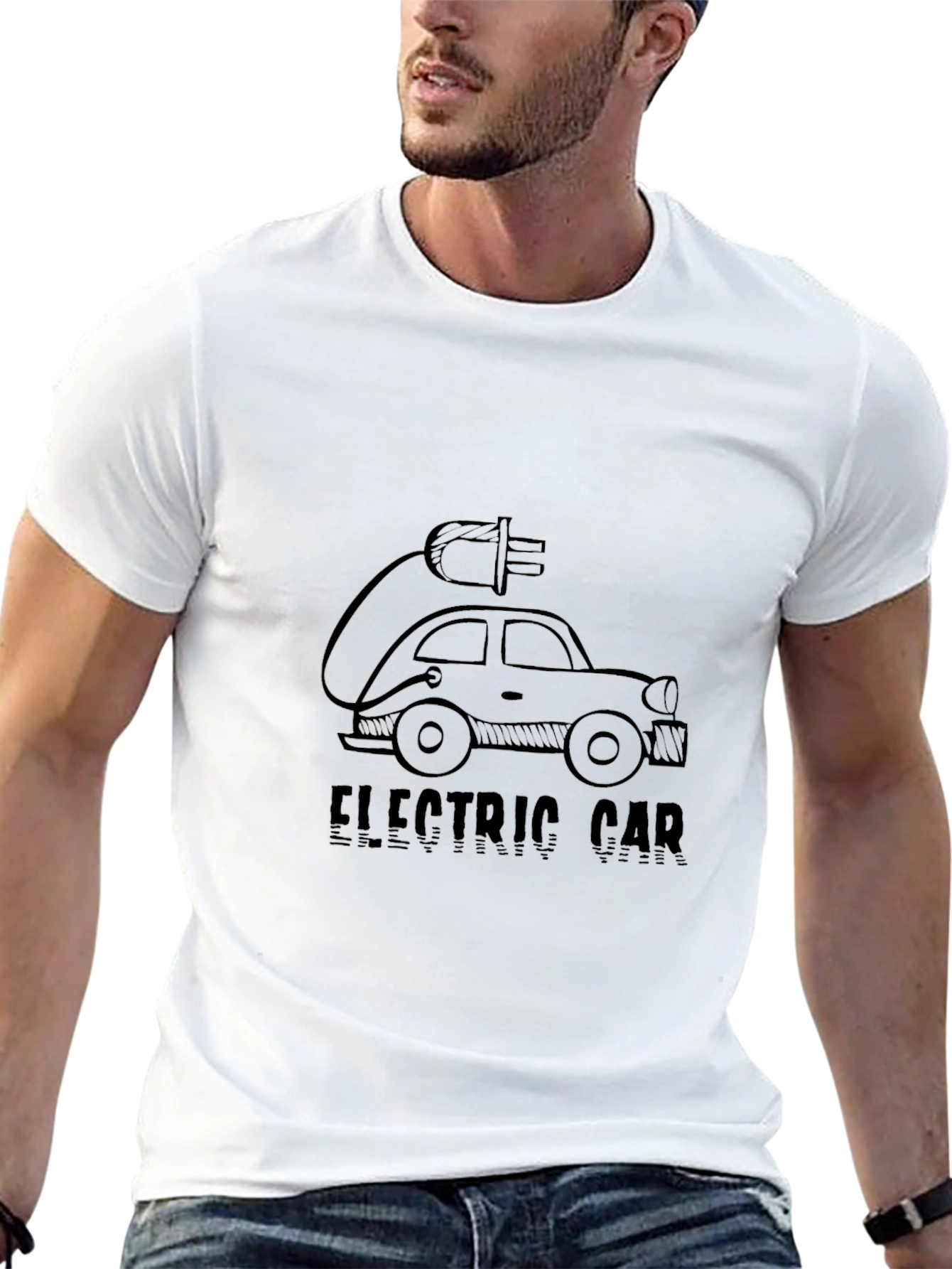 Electric Car Graphic Tee - Black Cotton Comfort