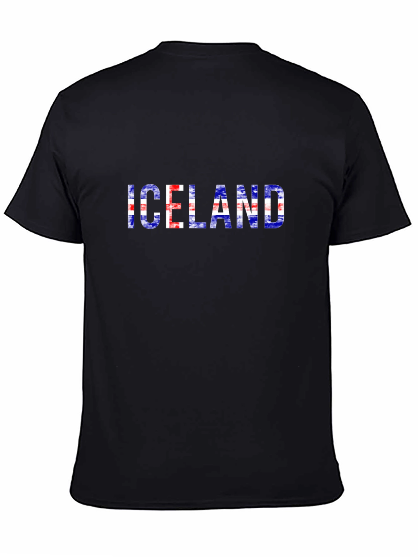 Iceland Flag Graphic Tee - Black Cotton T-Shirt