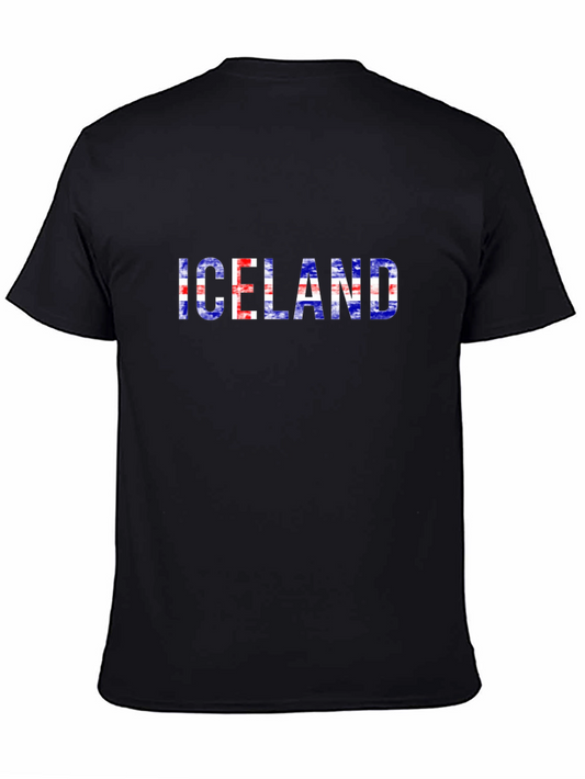 Iceland Flag Graphic Tee - Black Cotton T-Shirt