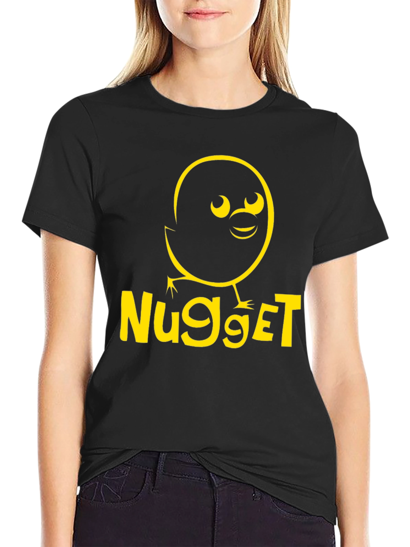 Nugget Chick Graphic Tee - Black Cotton T-Shirt