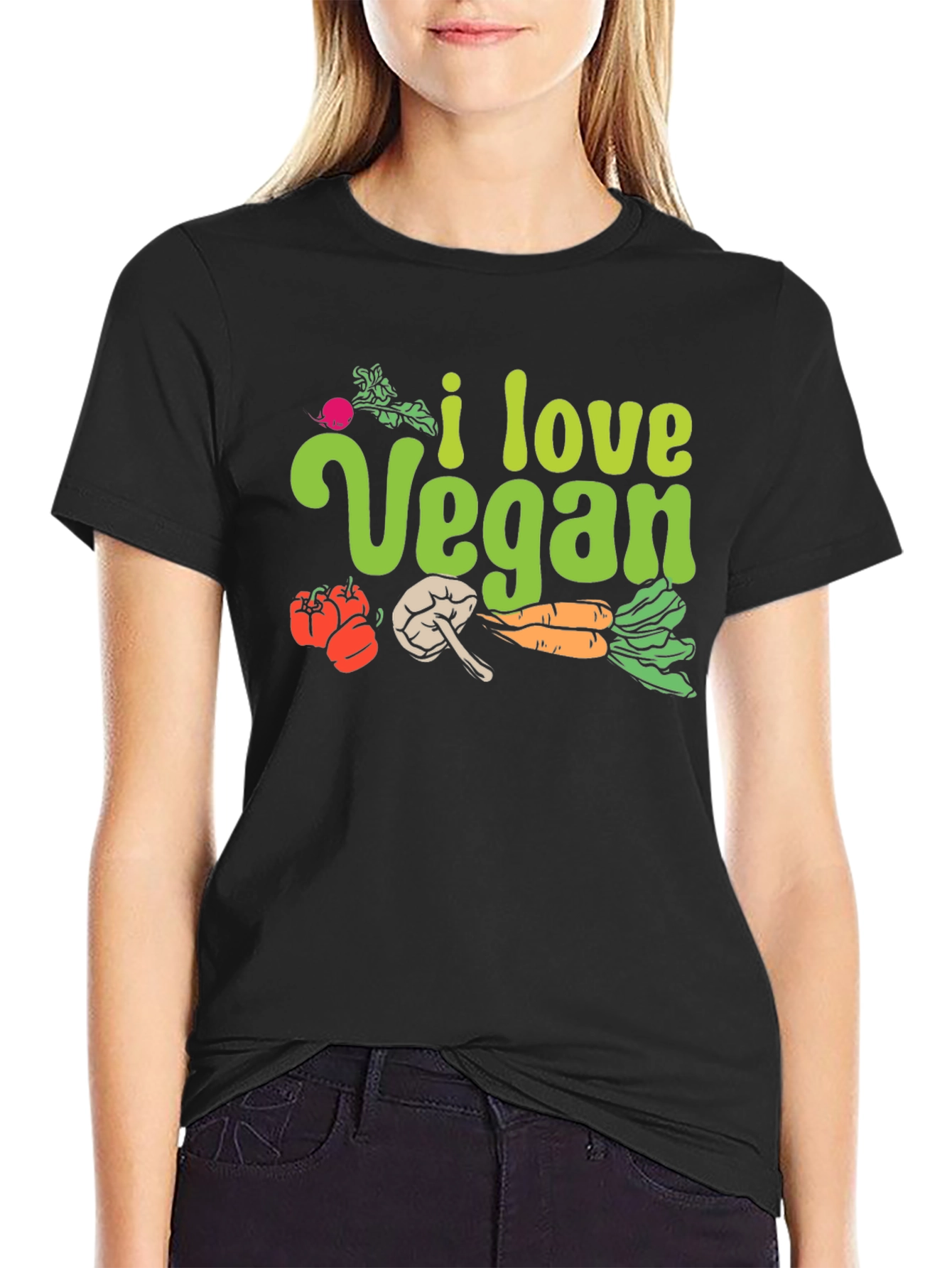 I Love Vegan Black T-Shirt