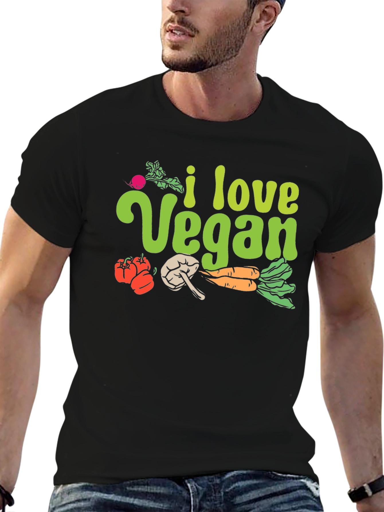I Love Vegan Black T-Shirt