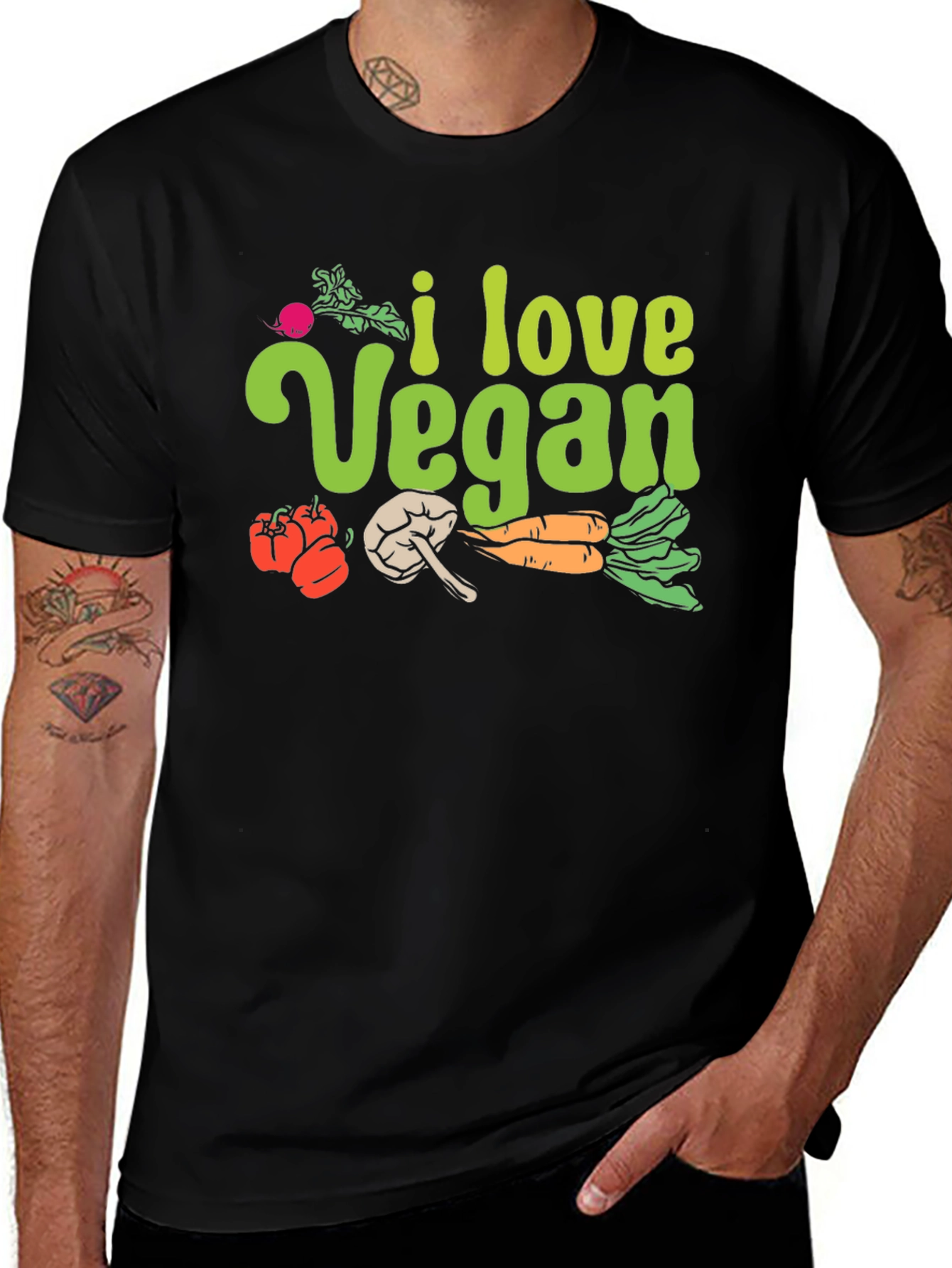 I Love Vegan Black T-Shirt