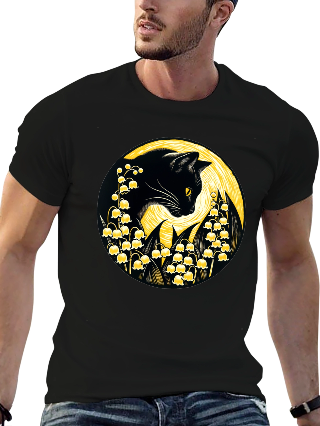 Black Cat Lily T-Shirt