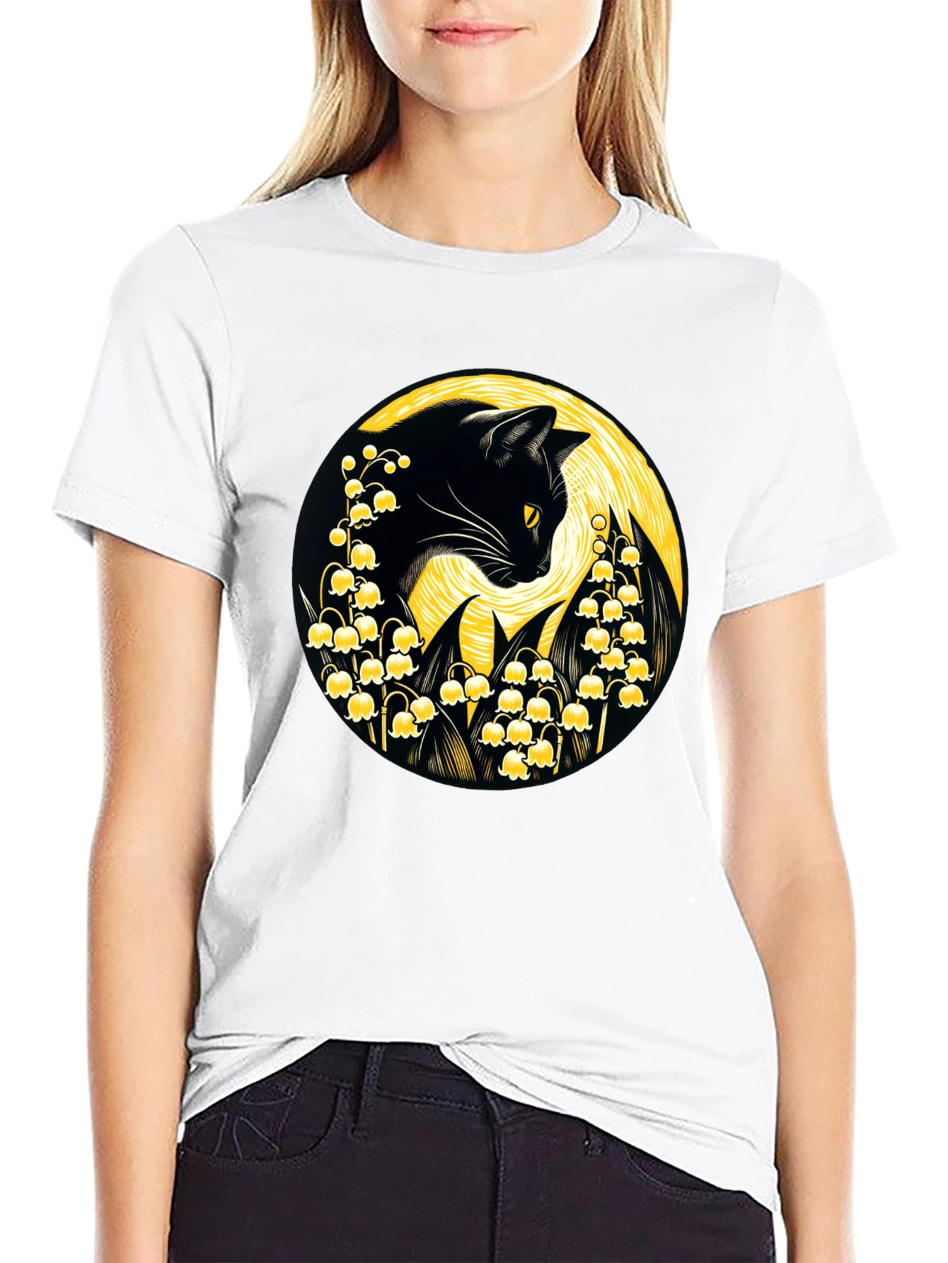 Black Cat Lily T-Shirt
