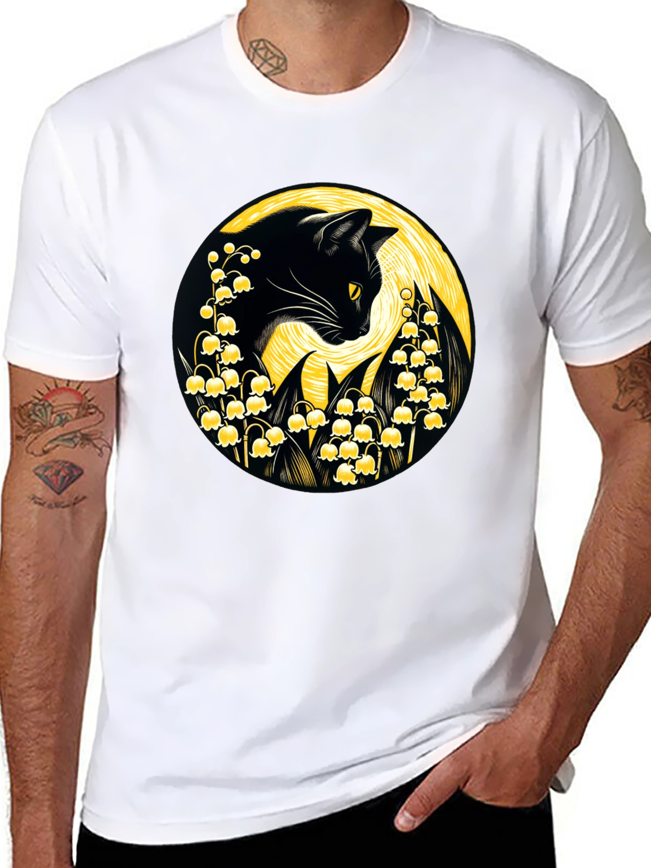Black Cat Lily T-Shirt