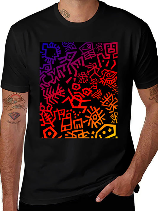 Abstract Graphic Print Tee - Unique Colorful Design