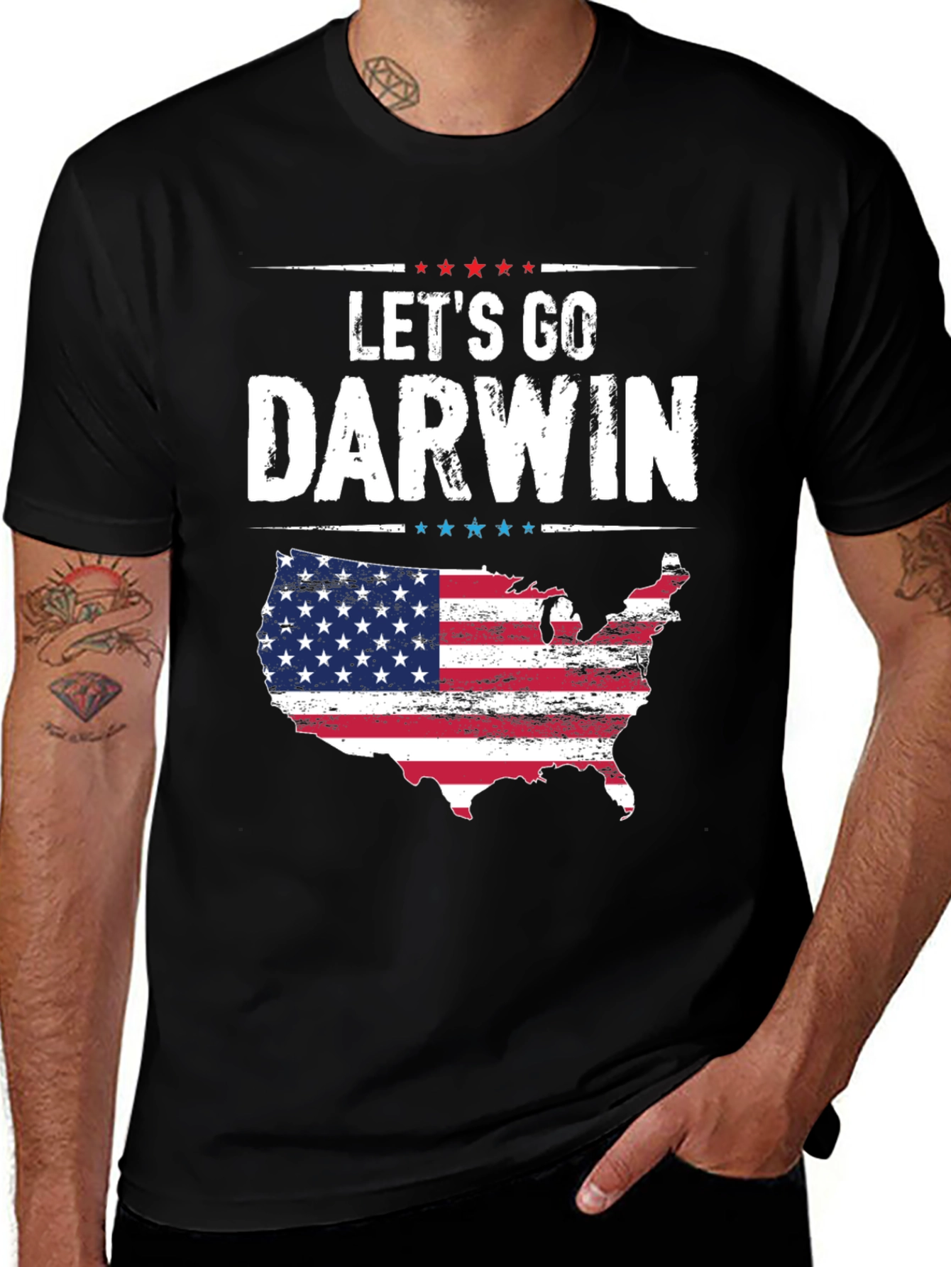 Lets Go Darwin T-Shirt Patriotic USA Map Graphic Tee