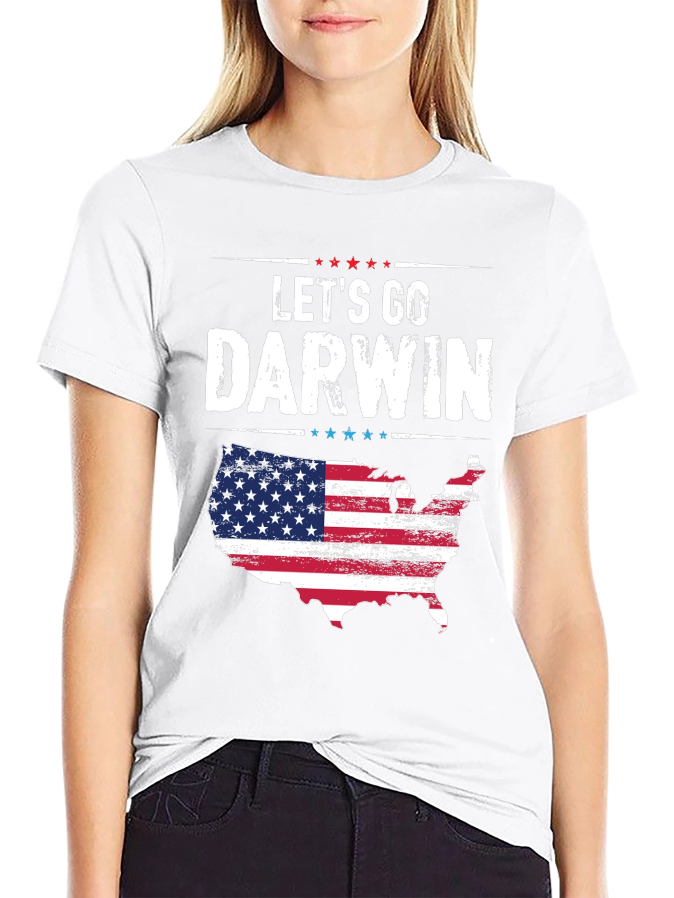 Lets Go Darwin T-Shirt Patriotic USA Map Graphic Tee
