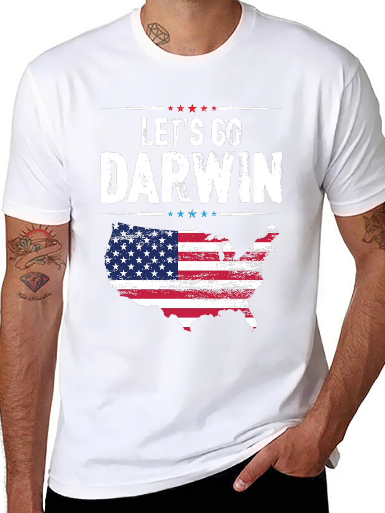 Lets Go Darwin T-Shirt Patriotic USA Map Graphic Tee