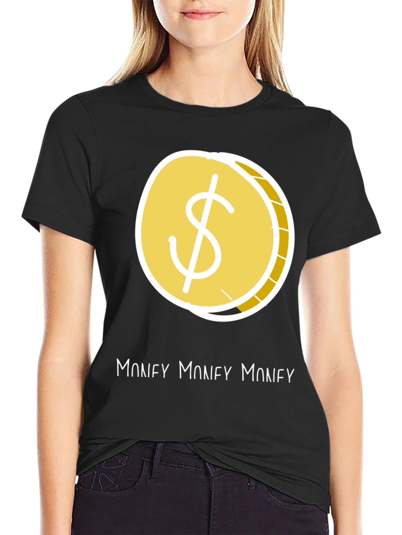 Money Graphic Tee - Stylish Black Dollar Sign T-Shirt