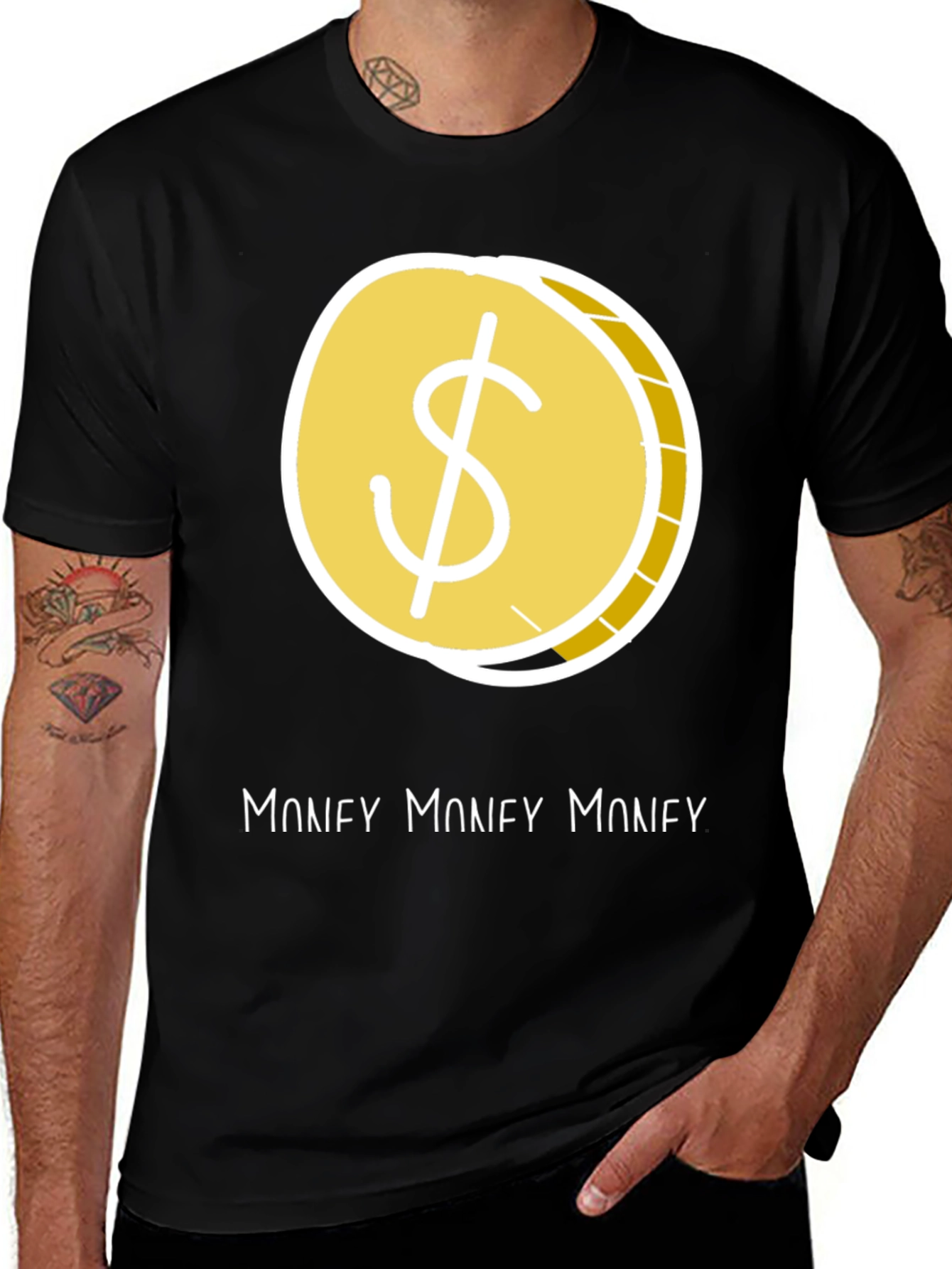 Money Graphic Tee - Stylish Black Dollar Sign T-Shirt