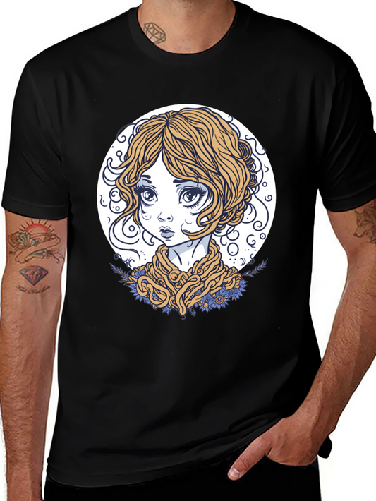 Whimsical Girl Graphic Tee - Unique Art T-Shirt