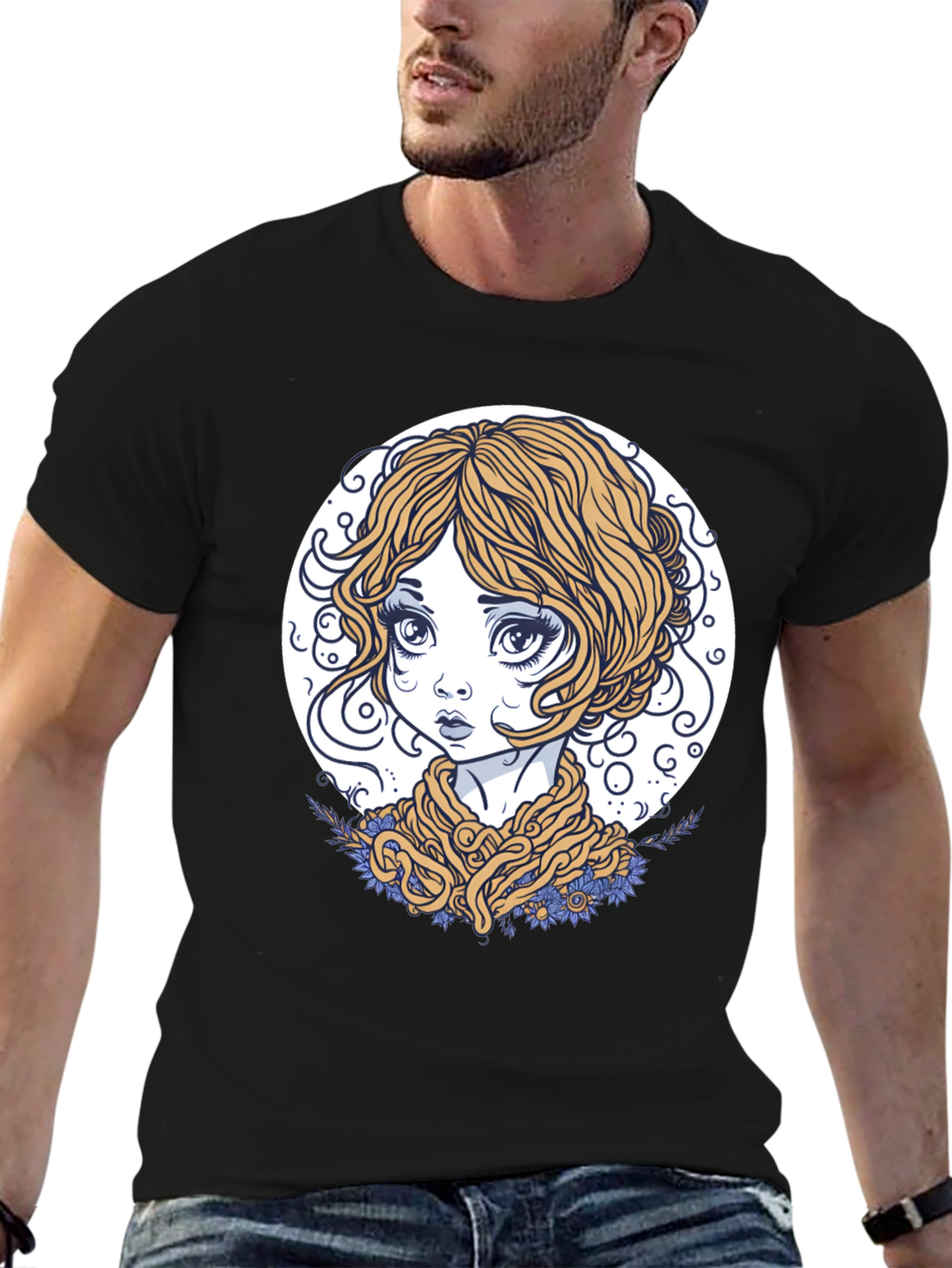 Whimsical Girl Graphic Tee - Unique Art T-Shirt