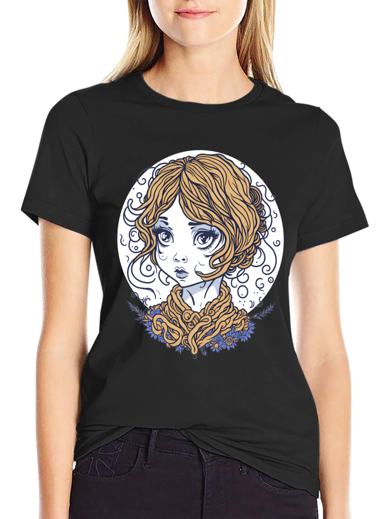 Whimsical Girl Graphic Tee - Unique Art T-Shirt