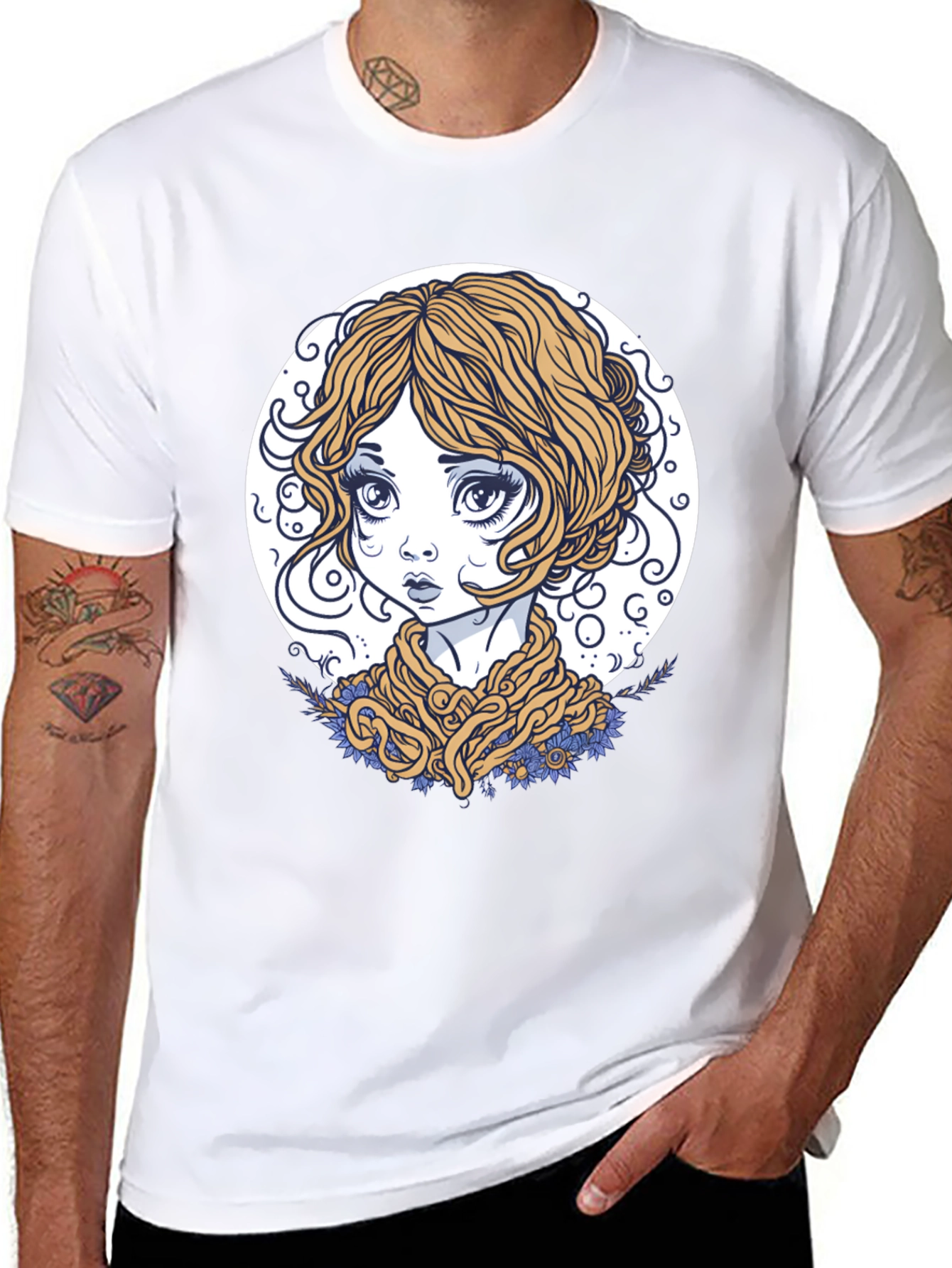 Whimsical Girl Graphic Tee - Unique Art T-Shirt
