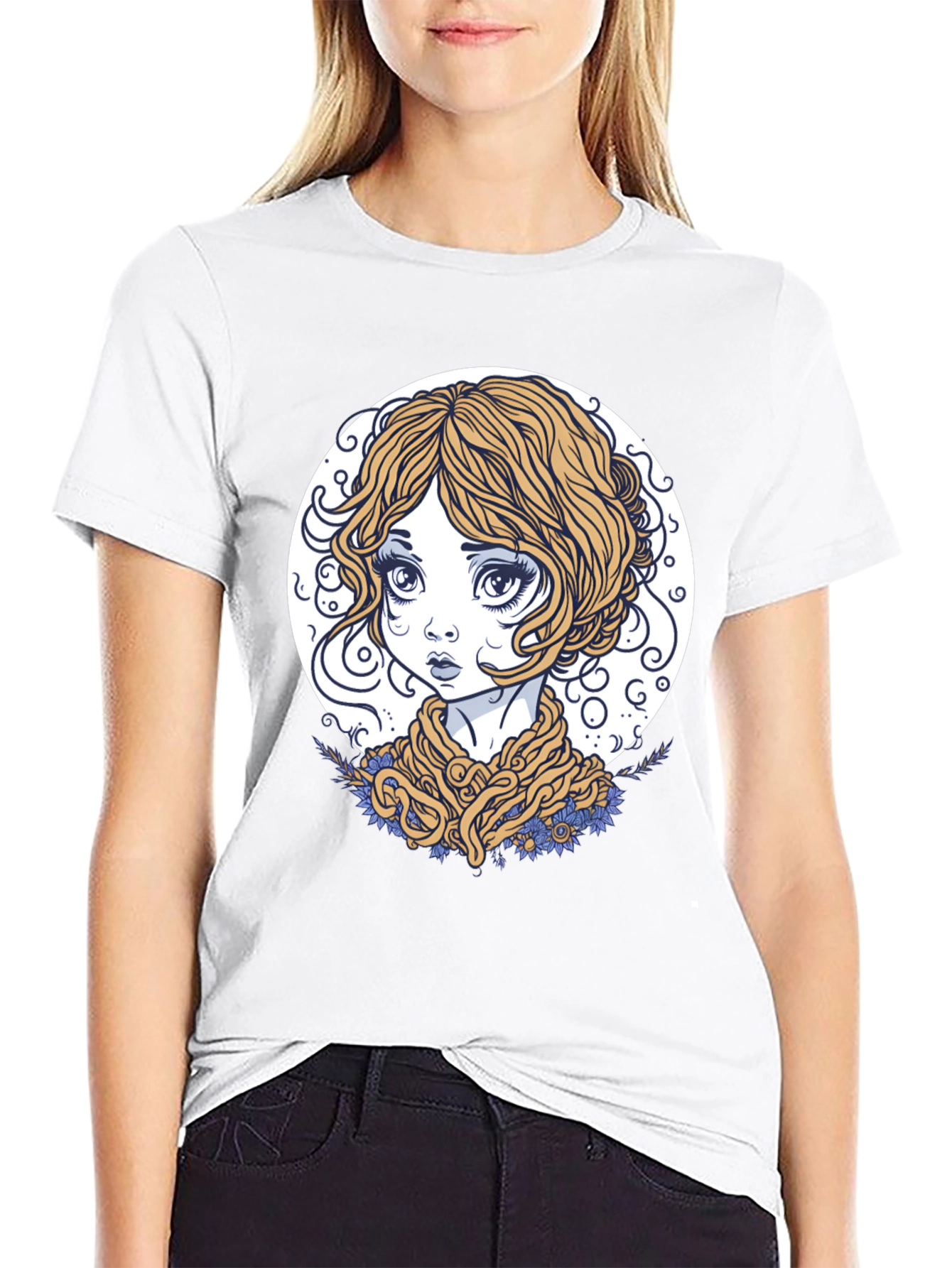 Whimsical Girl Graphic Tee - Unique Art T-Shirt