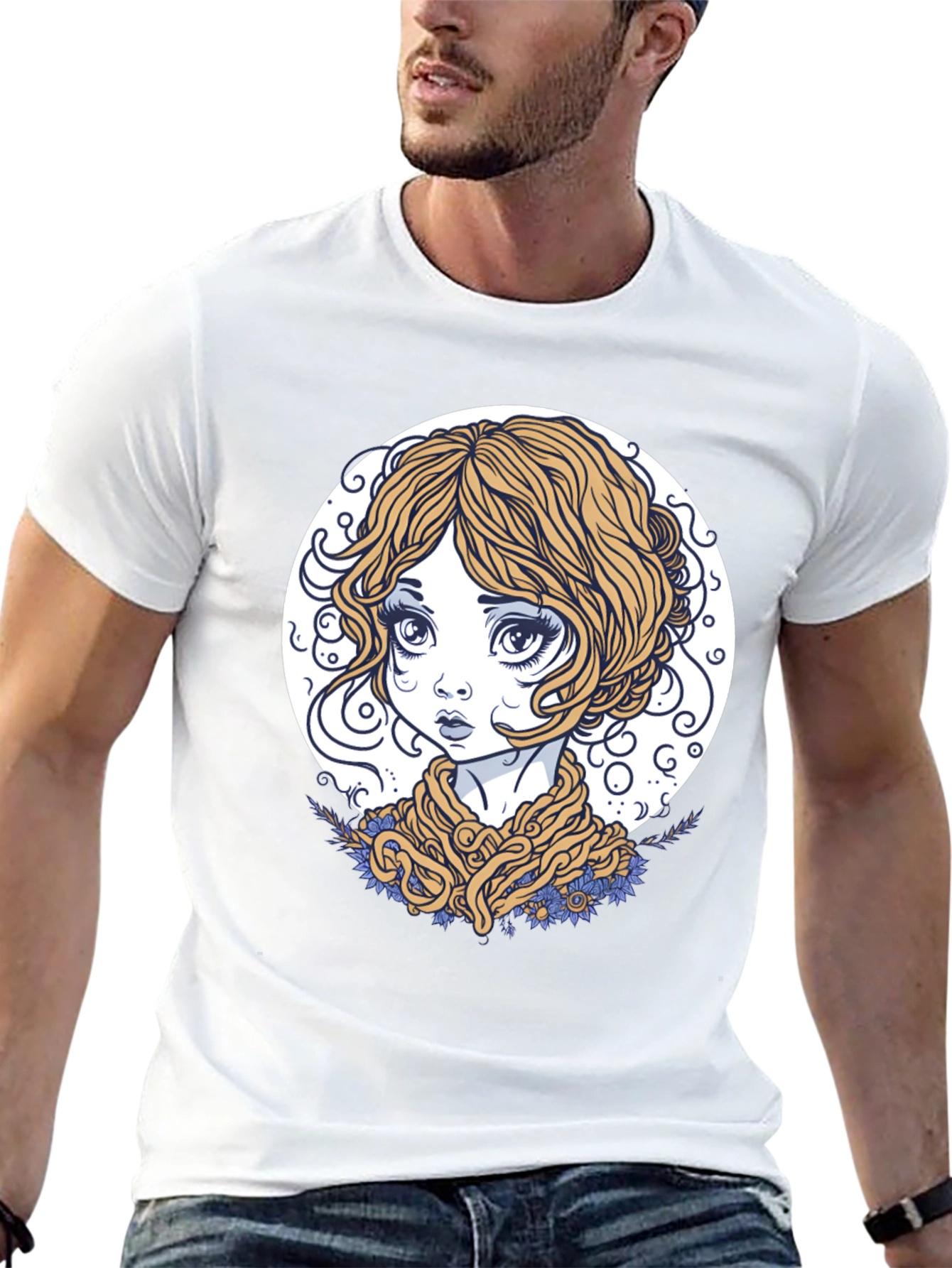 Whimsical Girl Graphic Tee - Unique Art T-Shirt