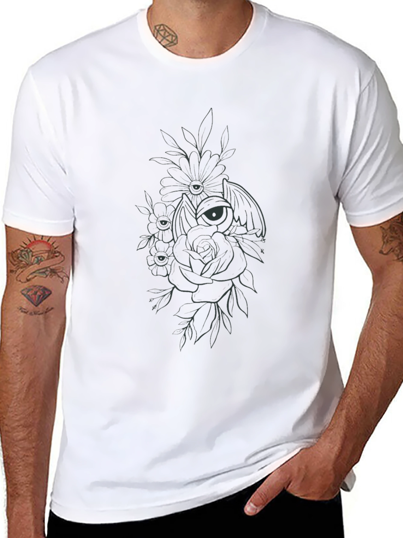 Mystic Floral Eye Black T-Shirt