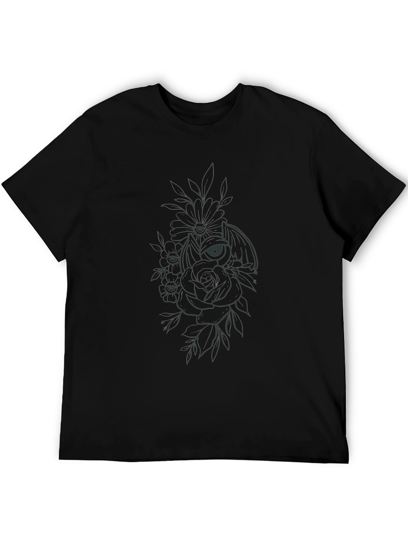 Mystic Floral Eye Black T-Shirt