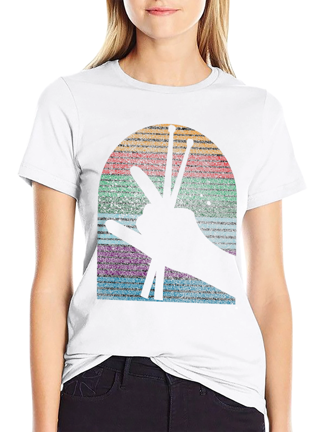 Retro Drummer Sunset Graphic Tee