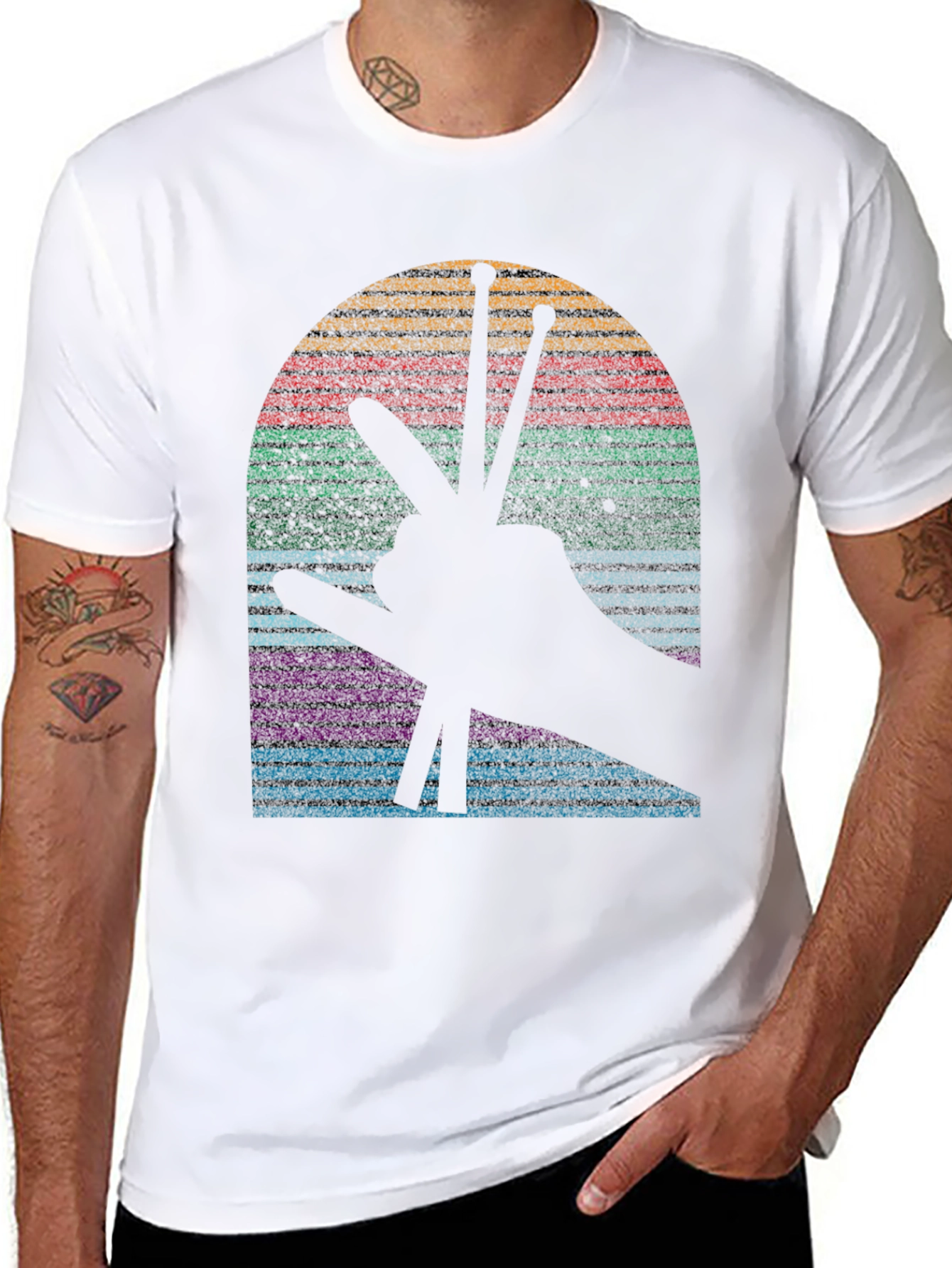 Retro Drummer Sunset Graphic Tee