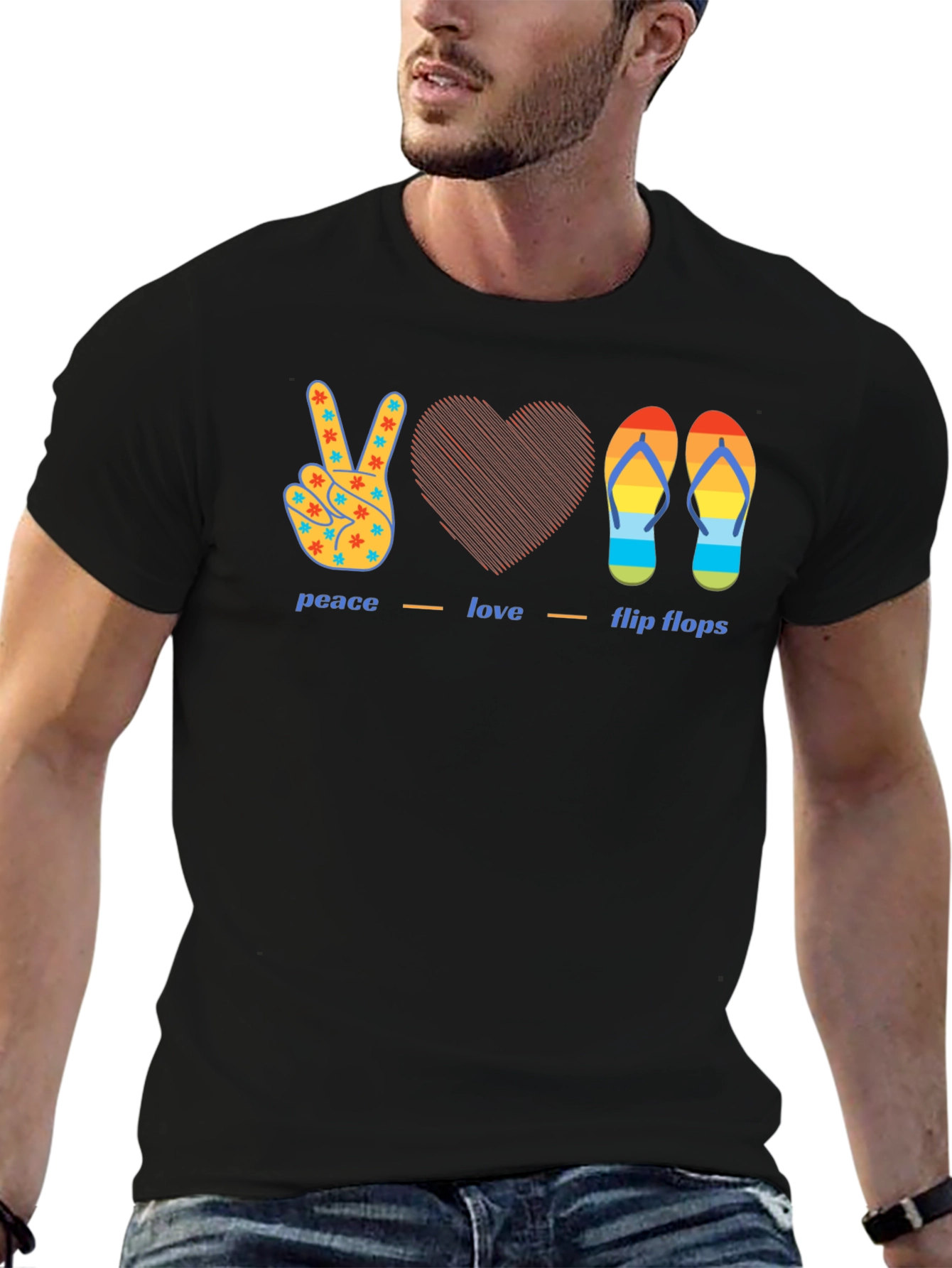 Peace Love Flip Flops Graphic T-Shirt