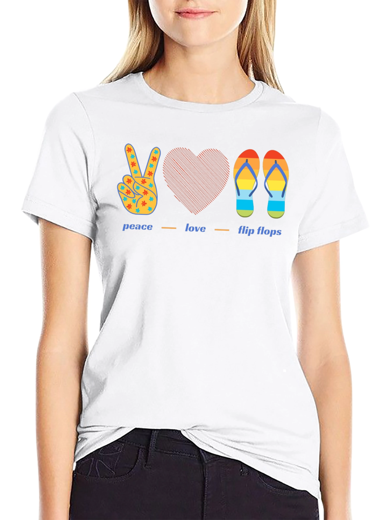 Peace Love Flip Flops Graphic T-Shirt