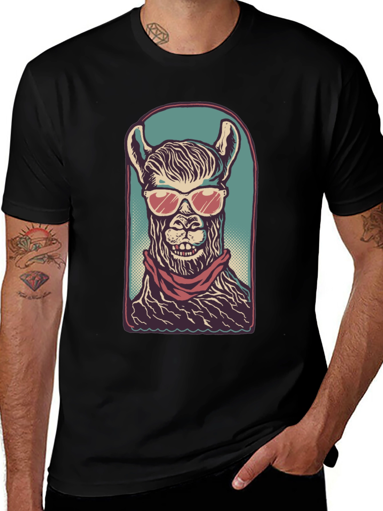 Cool Llama Graphic Tee - Mens Black T-Shirt