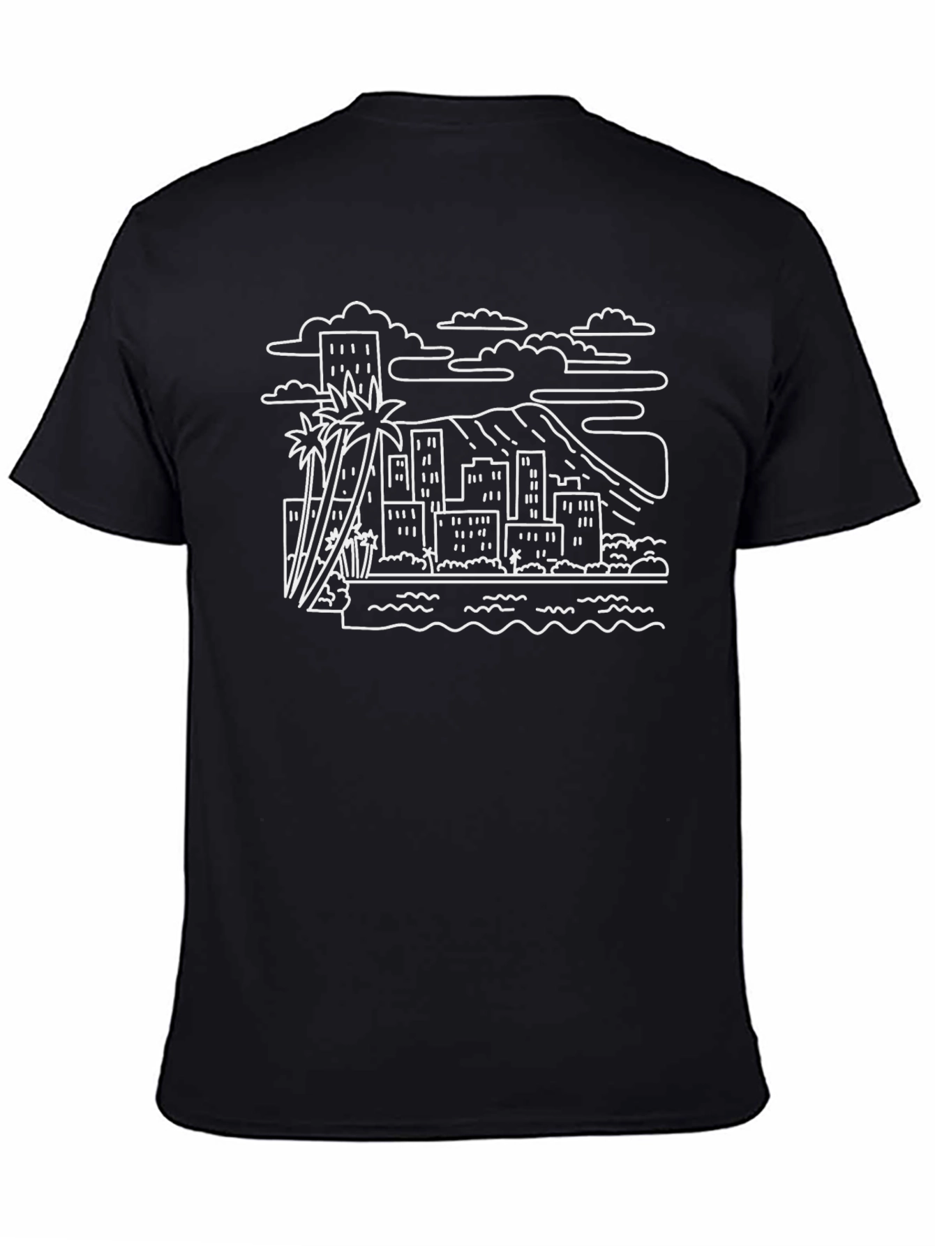 Black Honolulu Skyline T-Shirt