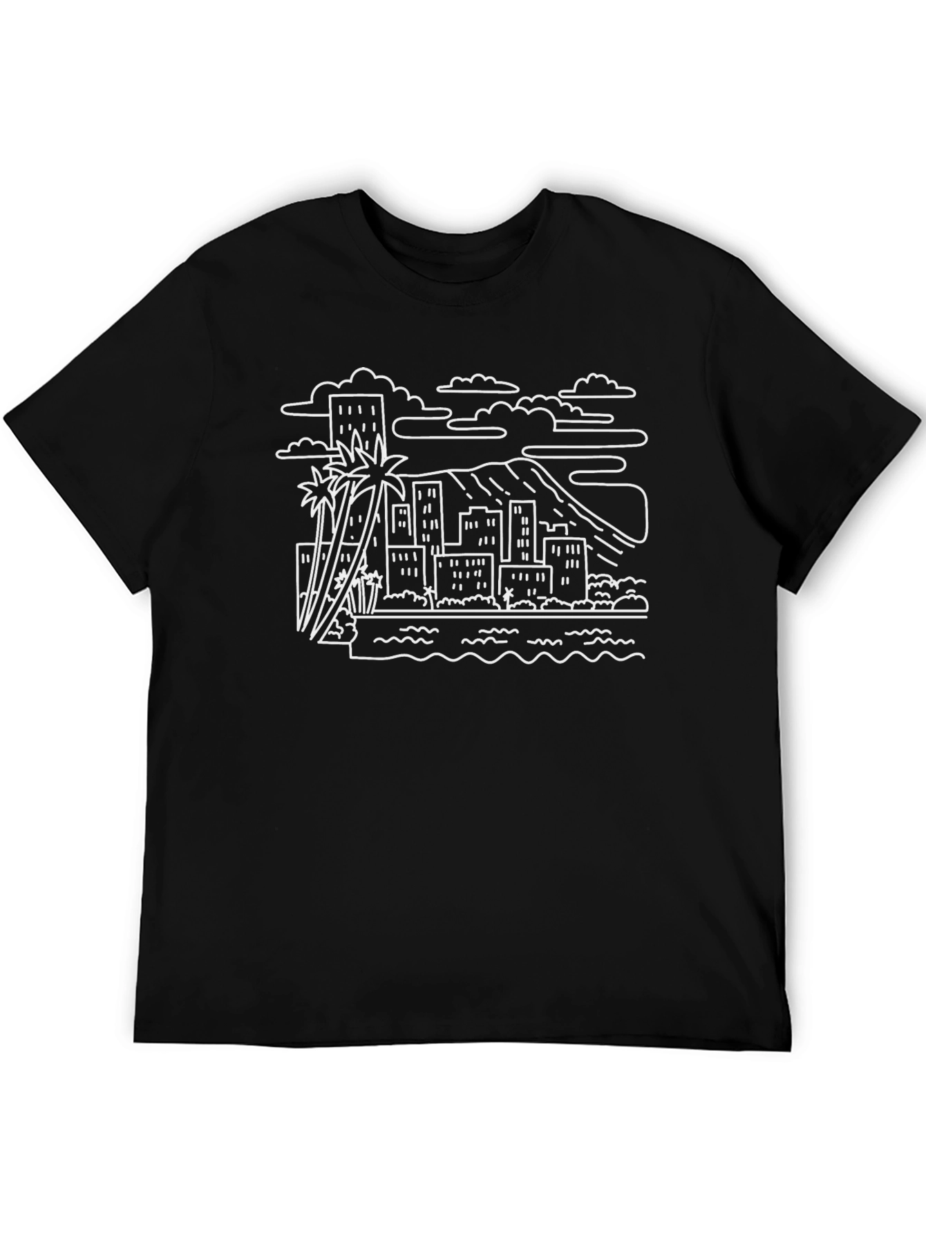 Black Honolulu Skyline T-Shirt