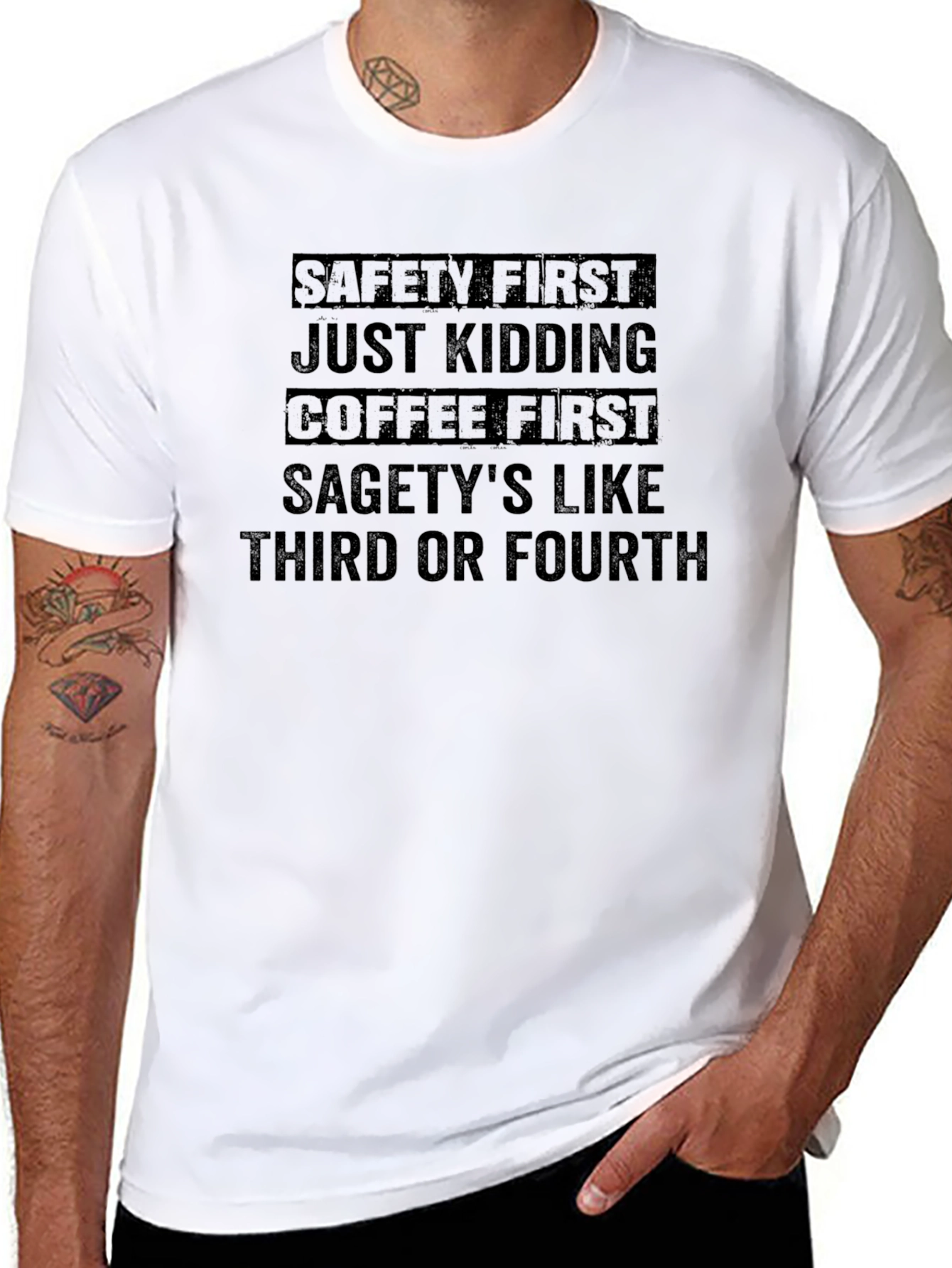 Coffee First Funny Graphic T-Shirt - Unisex