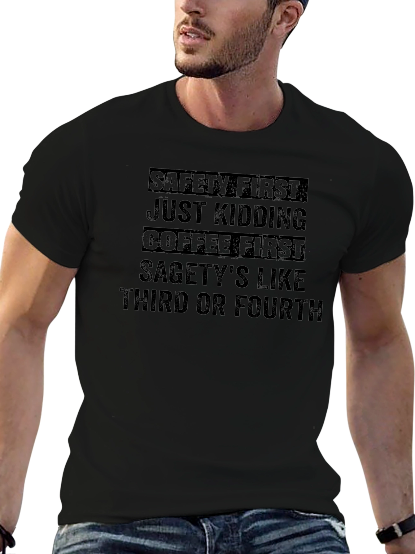 Coffee First Funny Graphic T-Shirt - Unisex