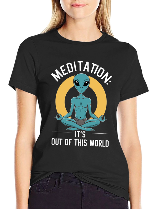 Meditation Alien T-Shirt: Out of This World Comfort